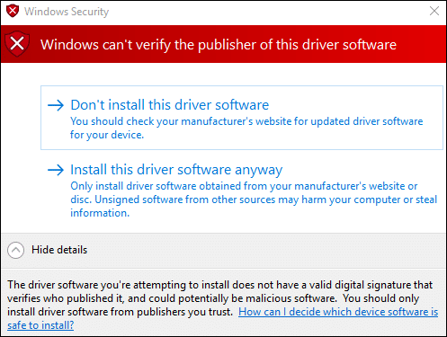Sertifikat OV dapat digunakan untuk menandatangani driver untuk versi Windows sebelum Windows 10.