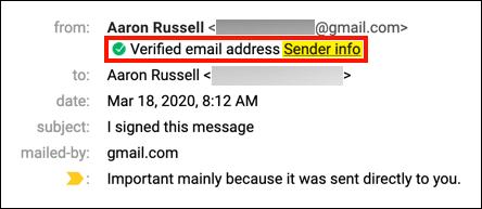 verified email address