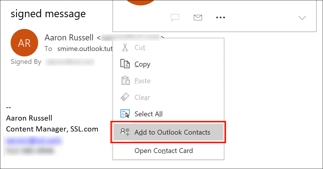 Agregar a contactos de Outlook