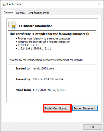 Install certificate