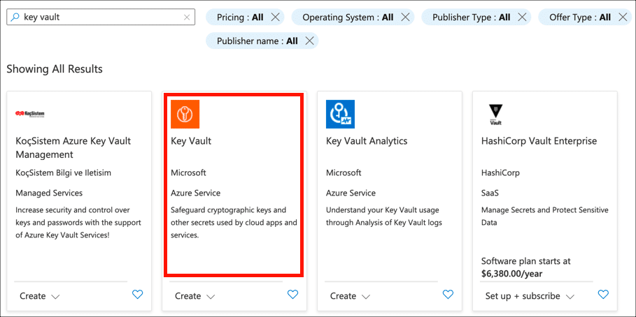 Search result for Key Vault