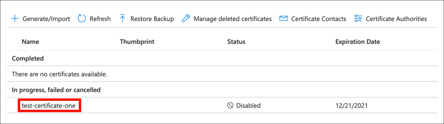 Select certificate