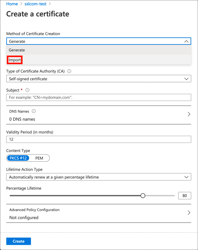 Sélectionnez Importer