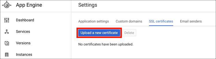 Botão de upload de certificado