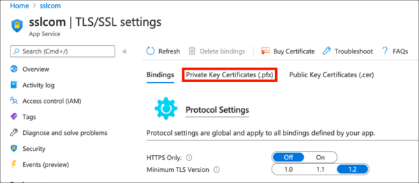 Install an SSL/TLS Certificate in Microsoft Azure App Service/Web Apps ...