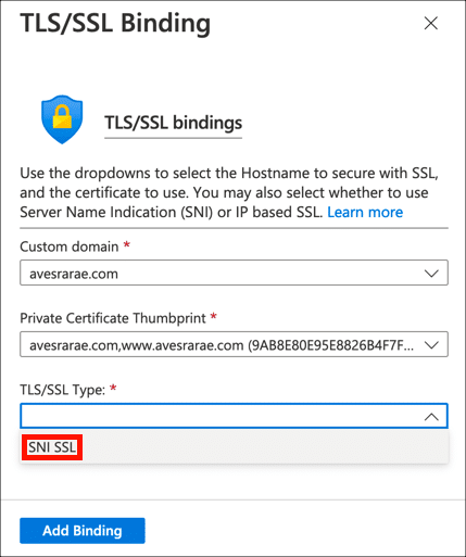 Selecionar TLS/ Tipo SSL
