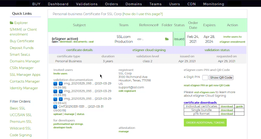 Login to the customer dashboard to begin the process of changing your eSigner tier