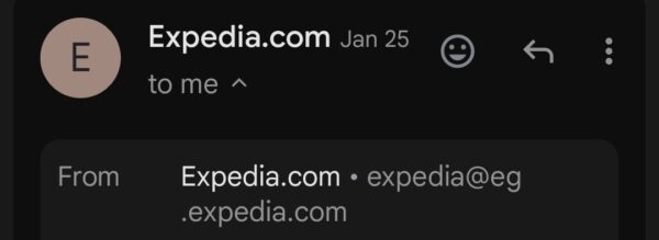 email sender without a blue checkmark in Gmail example