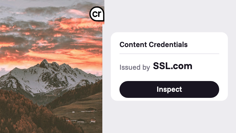 Content Credentials panel showing Issued by SSL.com